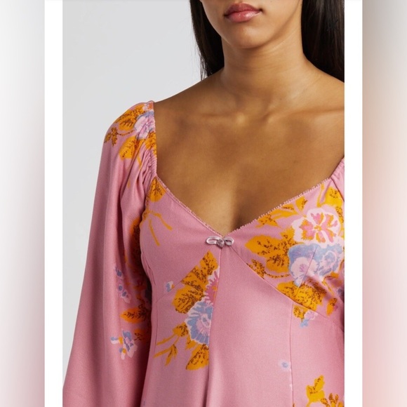 Free people Francesca mini dress poplin boho cottagecore fairy large sweetheart - Picture 6 of 10